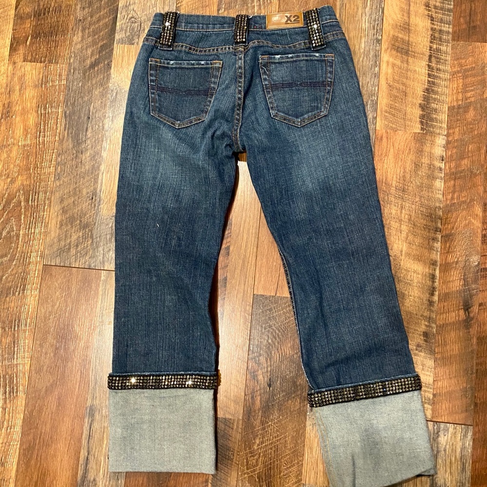 X2 DENIM Laboratory 2076 Rhinestone Cuffed Capris - Picture 5 of 6
